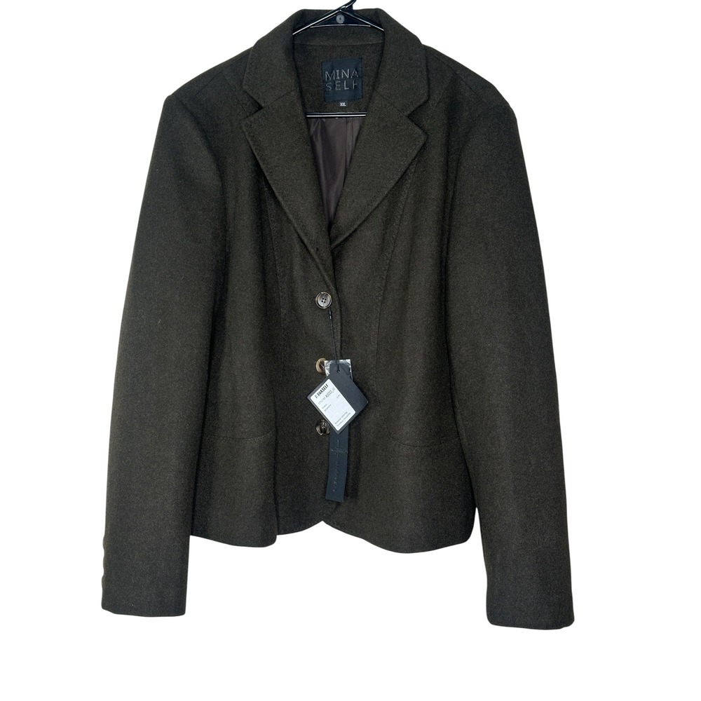 New Mina Self Blazer XXL Brown Relaxed Tailored Button Front Career NWT Work